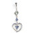 Jeweled Heart & Prism  Dangle Belly Button Ring 14g Sold Each