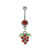 Dangling Strawberry CZ Belly Button Rings Piercings