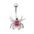 Pink CZ Spider Belly Ring Piercing