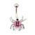 Cute Spider with Multiple CZ Belly Button Ring 14g