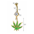 Steel Marijuana Dangling CZ Belly Ring