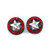 Pair of Black Screw-Fit Ear Plugs with Red and Clear CZ Star Design