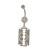 14 gauge Dangling Razor Blade with White Heart Outline Belly Ring