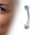 Double Blue Jeweled Curved Eyebrow Ring