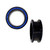 Pair of Screw Fit  Black IP Surgical Steel Flare Tunnels with Press Fit Blue CZ Jewels