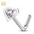 14K White Gold Pink CZ Heart L shaped Nose Stud