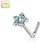 14 Kt. Gold L Bend Nose Stud Ring with CZ Flower Top 20ga - Sold Each 