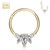 14K Yellow Gold Three Marquise CZ Hinged Clicker Segment Hoop