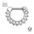 White Gold Paved CZ Clicker Hoop Septum Ring