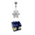 Holiday Gift Gem Paved 6 Petals CZ Cluster Center 14 Karat Solid Gold Belly Button Ring 14ga Sold as a piece