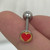 14G Red Heart Logo Tongue Barbell Rings 15mm