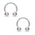 Pair of Front Facing Jewel Set Balls IP Over Surgical Steel Horseshoes For Nipple, Septum and Ear Cartilage Piercings 16ga 14ga 