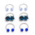 Nipple Ring Septum 6pc Circular Barbell Horseshoe Mix Blue Acrylic Balls 18G