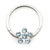 Blue CZ Flower Hinged Segment Ring Hoop
