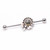 Flower Design 14ga Industrial Barbell with Antique Style Silver Charm