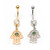 Hamsa  Design Belly Button Ring  Surgical Steel 14ga-7/16"(11mm)