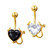 PVD Gold Devil Heart CZ Belly Button Rings