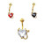 Belly Button Ring Gold Non- Dangle Devilish Heart 14ga