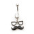 Glasses and Mustache Design Belly Button Ring with CZ 14g