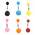 Belly Button Ring with Acrylic Textured Designed Balls 14ga 3/8 inches 10mm