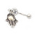 Pack of Two Belly Rings with Hamsa Hand and Cubic Zirconia Design 14ga