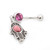 Pack of Two Belly Rings with Hamsa Hand and Cubic Zirconia Design 14ga 