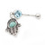 Pack of Two Belly Rings with Hamsa Hand and Cubic Zirconia Design 14ga 