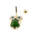 Owl Design Belly Button Ring with Large Semi-Precious Stone and CZ Gems 14ga