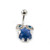 Owl Design Belly Button Ring with Large Semi-Precious Stone and CZ Gems 14ga