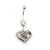 Belly Button Ring with Vintage Heart and Flower Design Dangle 14g