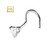 14K White Gold Prong Heart CZ Corkscrew Nose Ring