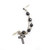 Double Black Stud Earring with Rosary Chain Like Black Beads and Dangling Black Cross Charm 22ga
