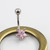 Star Prong Set CZ Design Belly Button Ring 14ga 3/8'