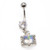 Dangling Belly Ring with Prong-Set CZ Gem