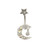 Star Moon CZ Belly Button Ring