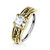 PVD Gold Half Braided Rope Prong Square CZ Bendable Hoop