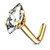 Nose Ring Stud L-shape with Prong Setting Cubic Zirconia 20 Gauge