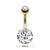 Prong Set CZ Belly Button Rings