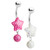 Star Shaped Belly Rings with Dangling Ball 1 Pair