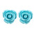 Pair of Organic Resin Ear Plugs Turquoise Rose Blossom 