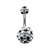 Clear Black CZ Double Ferido Gems Belly Button Rings Piercings