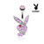 Silver Pink Red CZ Playboy Belly Rings