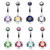 Double Jewel Belly Button Ring High Polish Surgical Steel 14ga Assorted Lengths- Sold Each  
