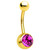 Gold Ion Plated 14ga Belly Button Ring Jewel