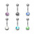 Surgical Steel Belly Ring 14ga with Semi-Precious Stone 