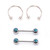 Silver Micro Nipple Barbell with Aqua Cz and Horseshoe Ring Set 16G 10mm