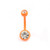 Belly Button Ring Package of 5 with Colorful enamel coated and Press fit CZ 14G