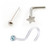 Pack of 3 Nose Rings- Star Nose L-Shape , Ball End Nose Bone, Bio-Flex Nose Screw with Blue CZ 22ga