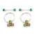 Nipple Ring Package of two Captive Ring Rainbow Design and two Barbells with Cz 16g