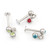 14G Dangle CZ Ball Flatback Stud Labret Piercings Jewelry